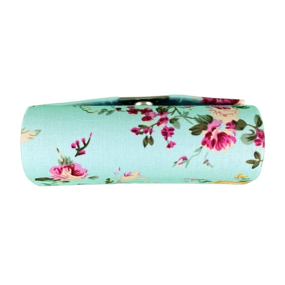 Retro Light Blue Floral Print Lipstick Holder With Mirror - Picture 8 of 17